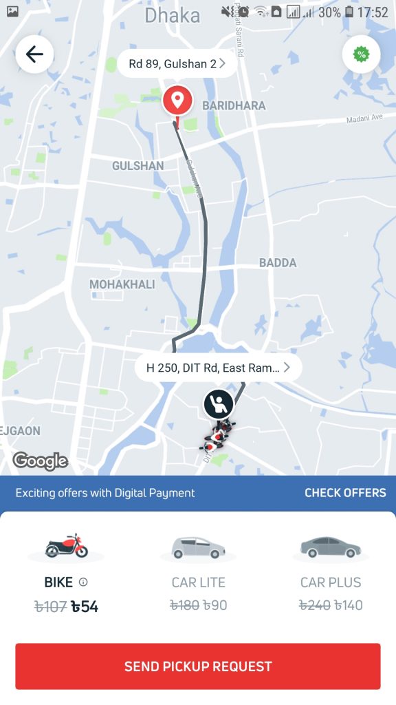 Pathao app ridesharing interface