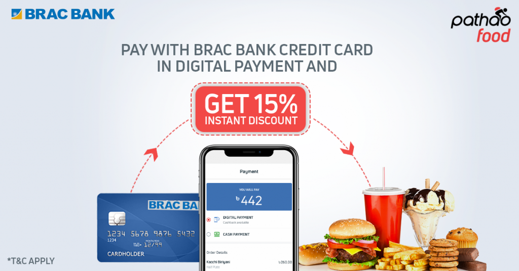 Instant discount offer for BRAC bank Credit Card users of Pathao Food