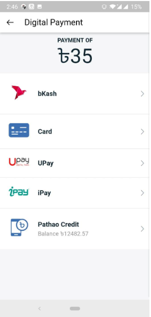 Step 2: Select bKash from Payment Channels.