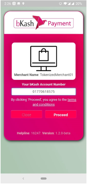 Step 5: Enter bKash number after tapping Yes, then press Proceed.